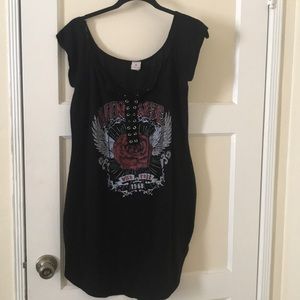 Black rose print dress